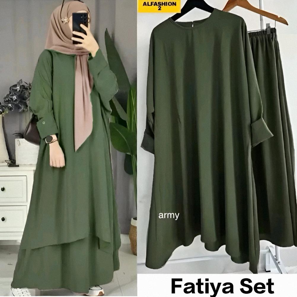 NEW One Set + Rok Tunik Fatiya Busui Wanita Muslim Jumbo Bahan Katun Terbaru