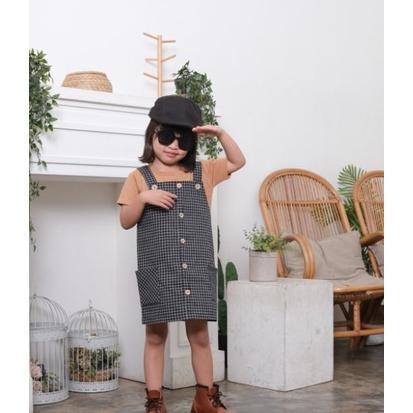 Girl Overall Tartan - Promo 3.3 Setelan Anak Jumper Bayi Kids Rok Dress Cewek Perempuan Katun Murah 