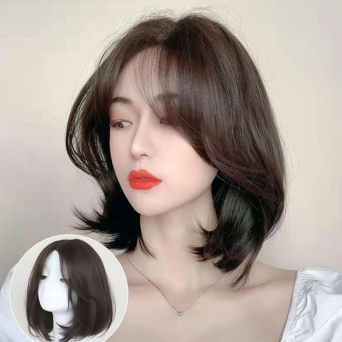 Lansungkirim- Wig Wanita Full Kepala/Wig Rambut Pendek/Wig Natural Wanita/Wig Rambut Pendek Wanita/W