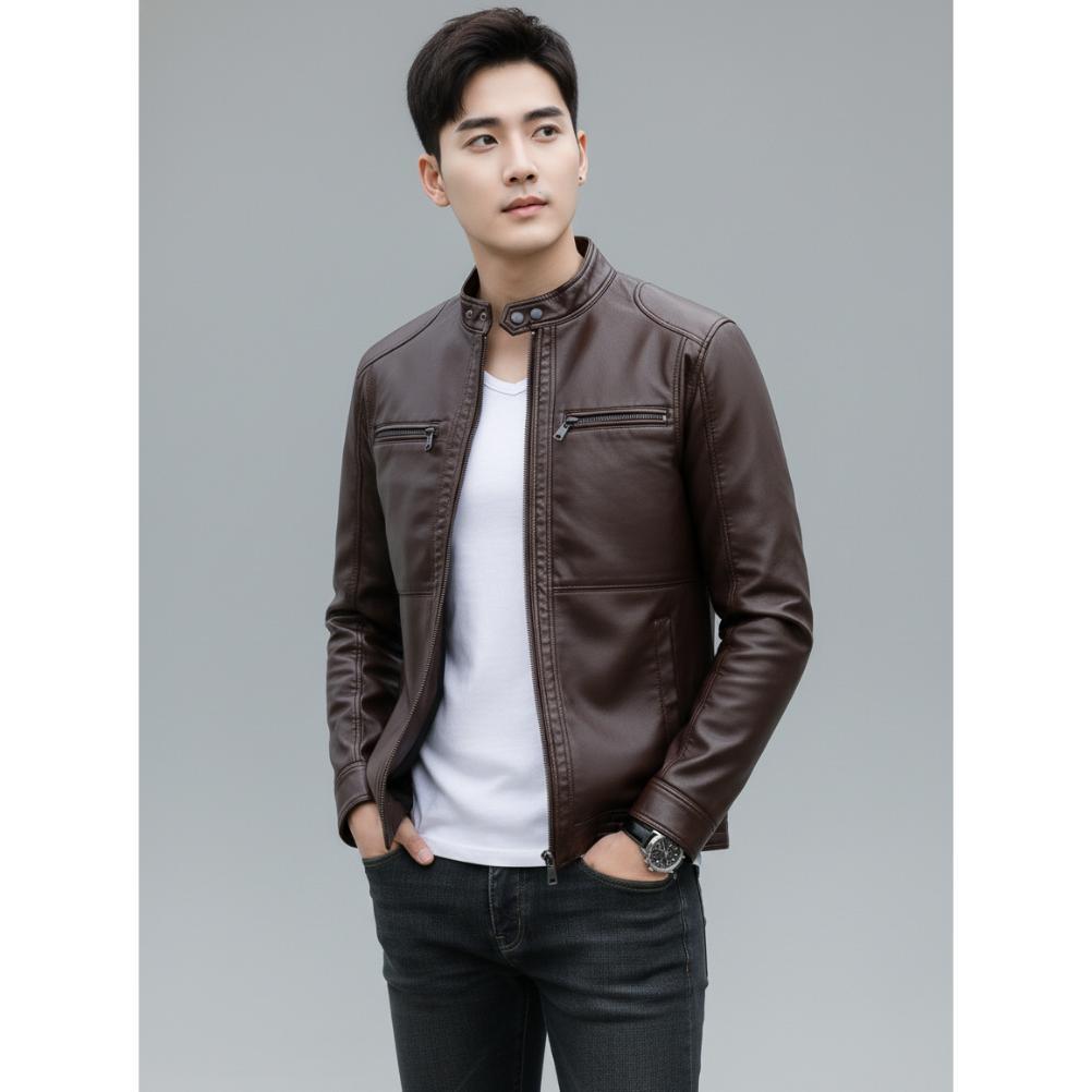 BIG PROMO Delaris Jaket Kulit Pria Vector Hitam Cokelat