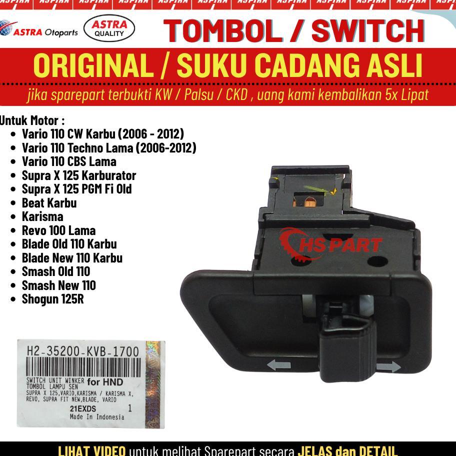 Tombol Saklar Switch Lampu Sen Vario 110 Karbu Karisma Supra X 125 Beat Revo Blade Original Aspira