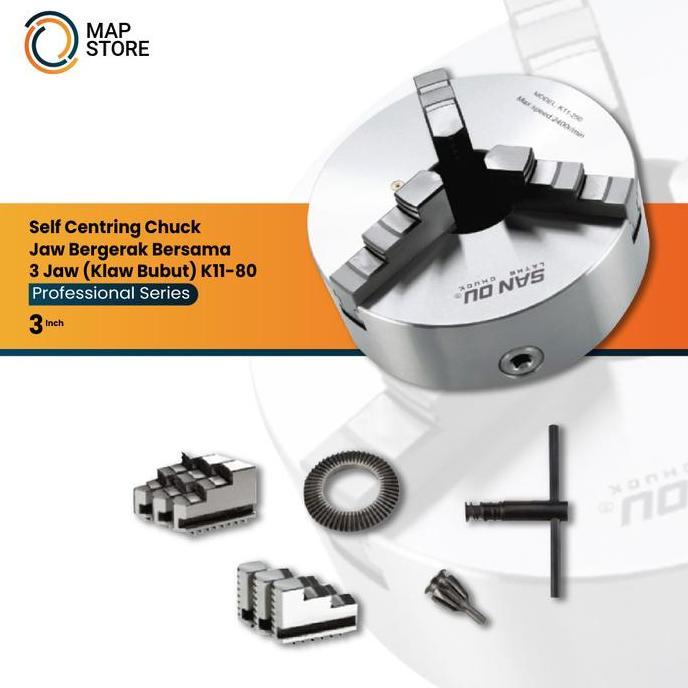 Promo Chuck Bubut 3" 3 Jaw / Claw Bubut 3 Jaw / Catok Kepala Bubut 3 Inch