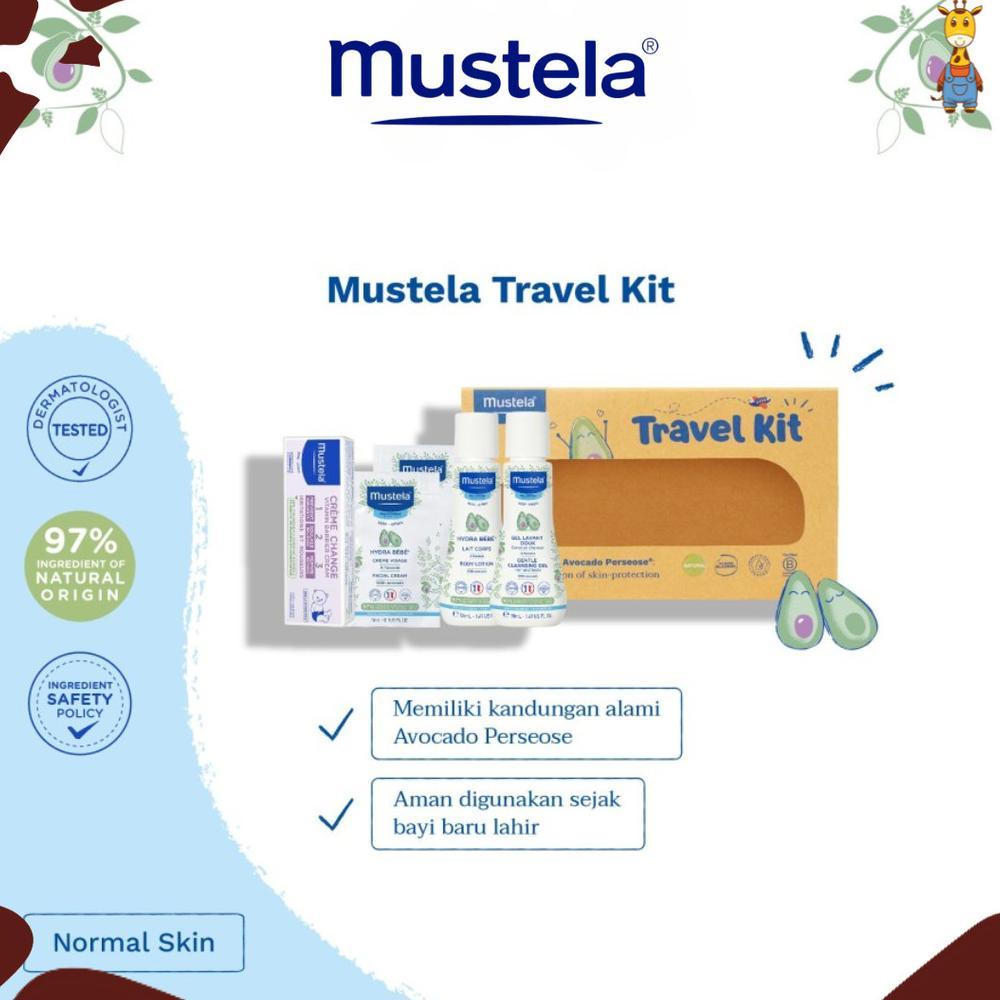 Mustela Travel Kit 4s - Newborn Starter Travel Kit - Perawatan Kulit Bayi (Sabun, Lotion, Barrier Cr