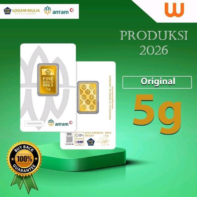 5 Gr (Gram) Goldbar/Logam Mulia/Lm/Emas Batangan Antam Bersertifikat Lbma Kualitas Terbaik Harga Ter