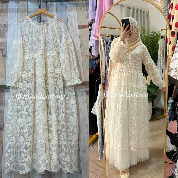 Raya Outer Long Tunik Lace Premium Bisa Beli set maupun terpisah CS
