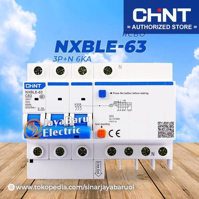Promo RCCB ELCB RCBO Chint NXBLE-63 NXBLE63 3P+N 6A 10A 16A 20A 25A 32A 40A 50A 63A 30MA 300MA Disko