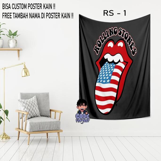 POSTER KAIN THE ROLLING STONES - hiasan dinding kamar - dekorasi dinding kamar - aksess kamar the ro