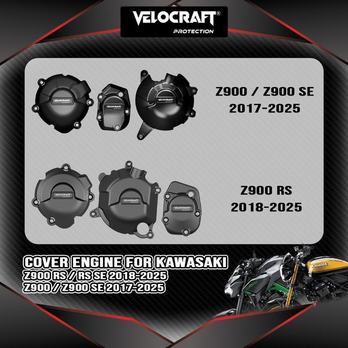 Velocraft Cover Engine Motor Kawasaki Z900 Z 900 2017-2025 Z900Rs 2018-2025Case Pelindung Guard Prot