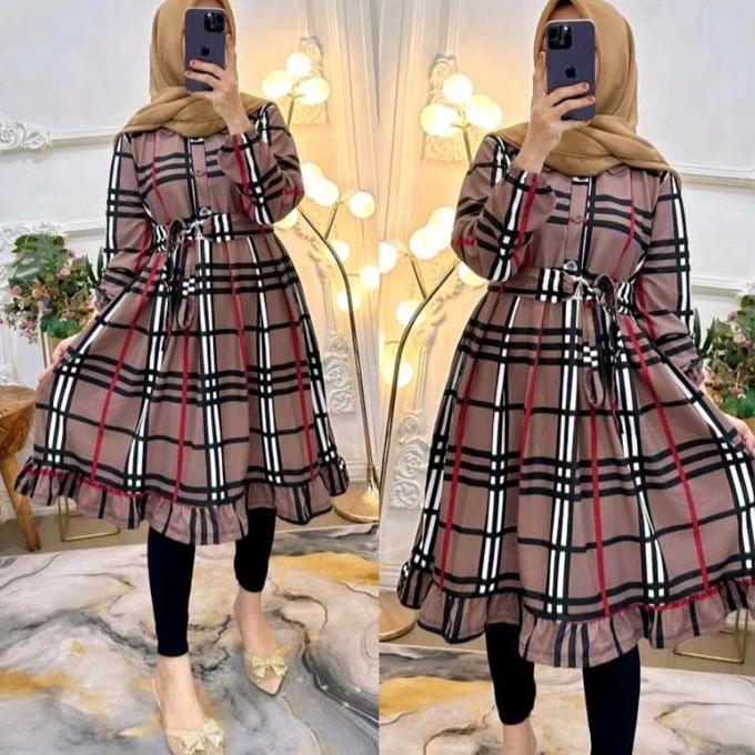 TUNIK KOREAN STYLE FREE BLET /TUNIK KOTAK TUNI FRE IKAT PINGGANG /TUNIK GRATIS TALI PINGANG Muslim W