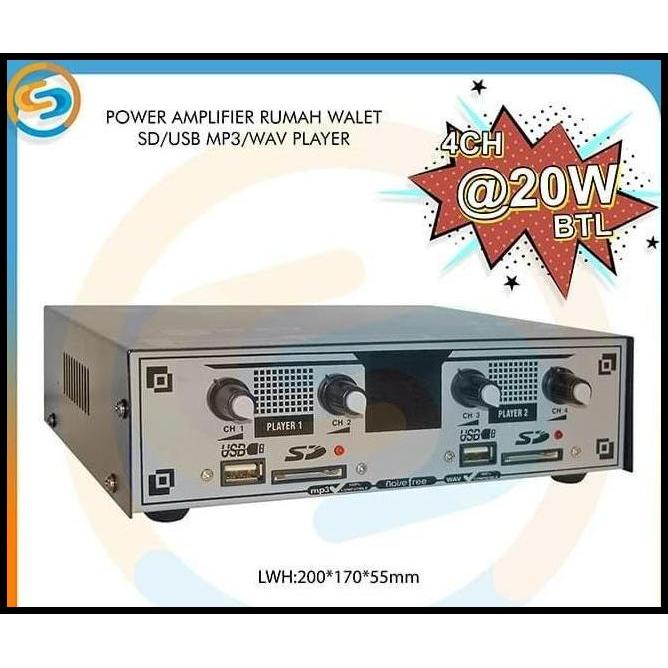 DISKON POWER AMPLIFIER RUMAH WALET 4 CHANNEL SD / USB / MP3 PLAYER 