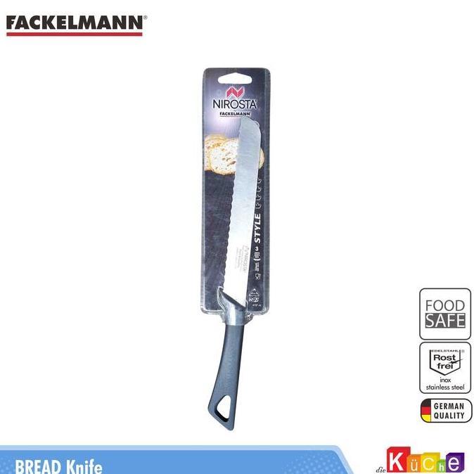 Fackelmann Pisau Roti Nirosta 35cm Anti Karat dengan Mata Bergerigi Tajam & Gagang Ergonomis untuk R