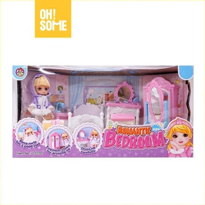 OHSOME Dollhouse Playset - Set Mainan Rumah Boneka Anak Perempuan DIY Mainan Rumah Rumahan Boneka
