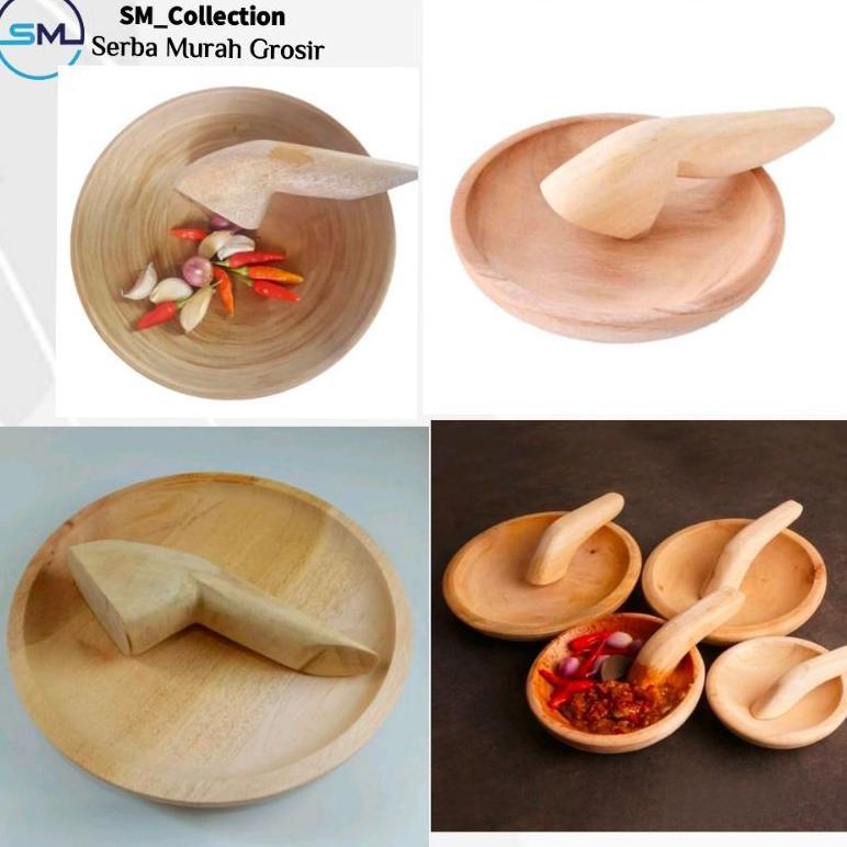 Cobek+Ulekan/Cobek Sambel/Cobek Set Ulekan/Cobek Kayu Vacum + Ulekan 20/24 Super