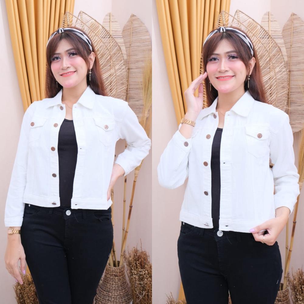 NEW ARO - JAKET CROPTY JEANS PUTIH // WITNEY JAKET JEANS PUTIH WANITA