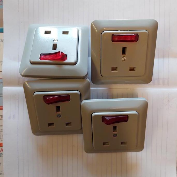 HARGA DISC - BERKER midi grey socket outlet stop kontak AC 13A