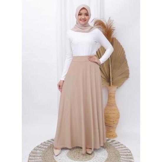 Rok Payung Panjang Wanita Rok Lebar Karet Tebal Muslim Bawahan Maxi Hitam