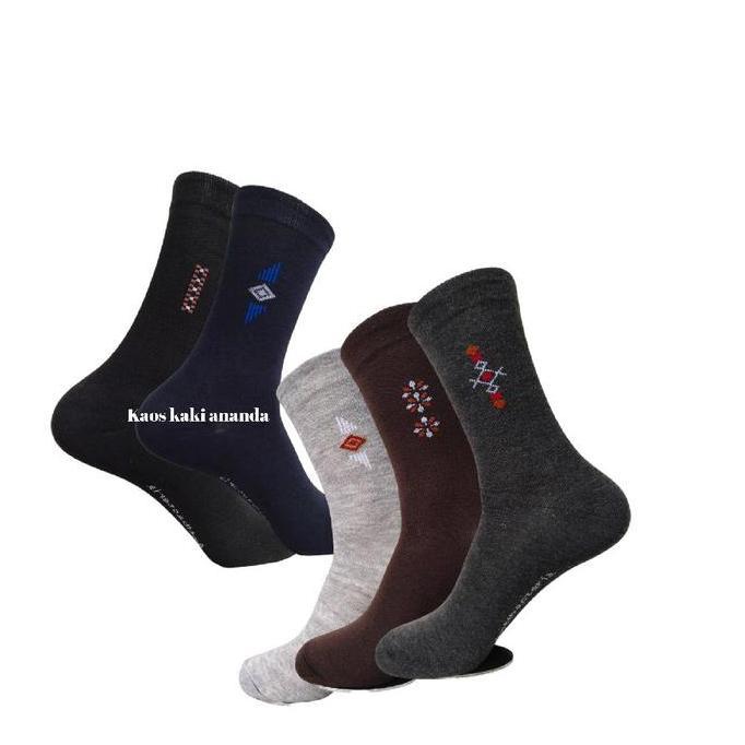 Kaos Kaki 6Pasang Kaos Kaki Kerja Pria Dewasa Panjang Motif Warna Acak Tebal Antibakteria Lembut Kao