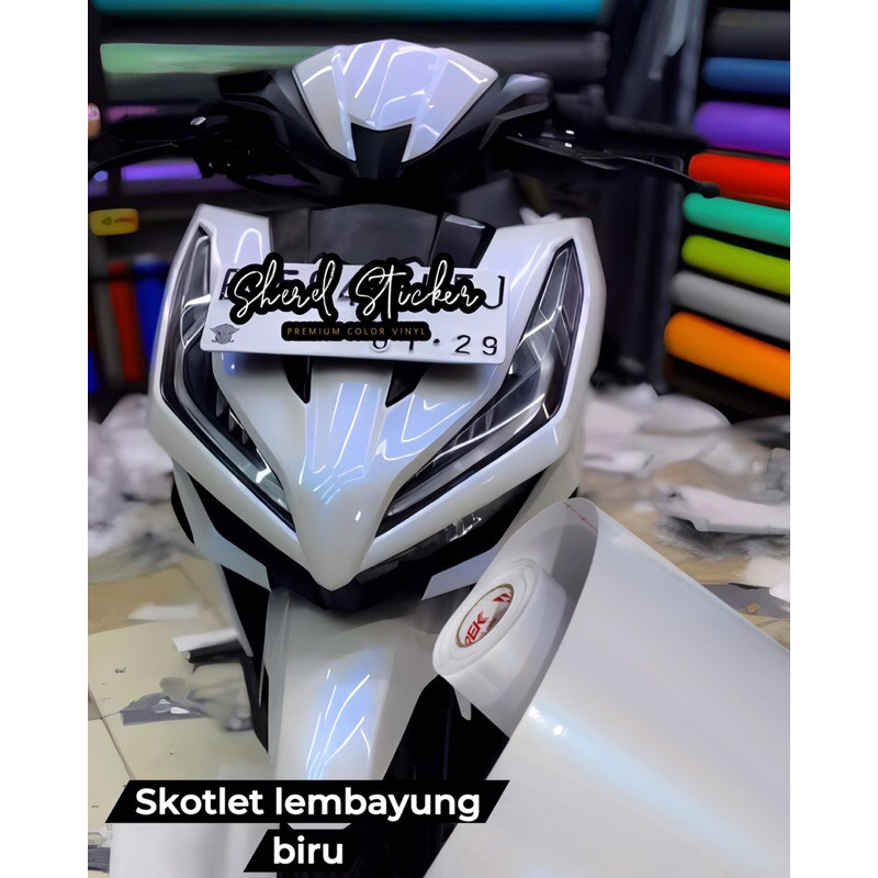 Skotlet Motor Lembayung Putih Sticker Scotlite Putih Lembayung Mutiara Putih Lembayung Biru Putih Le