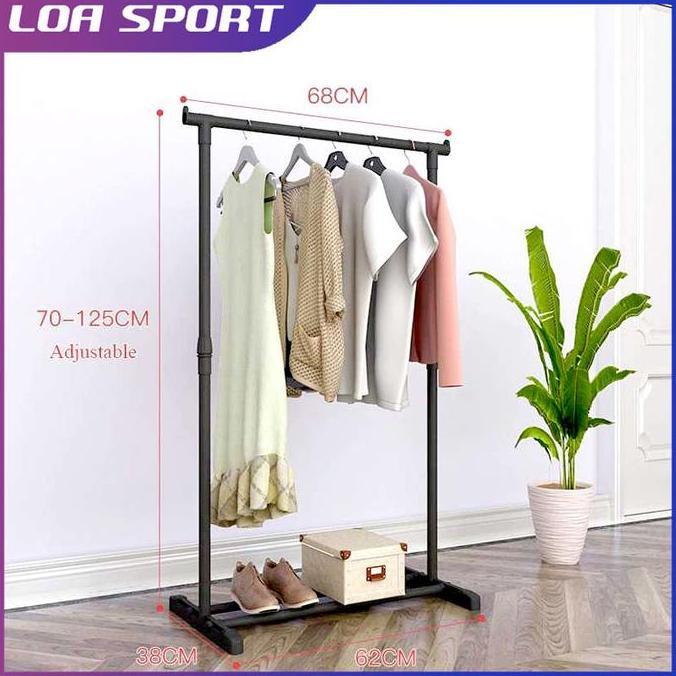 Rak Stand Baju Gantung Pipa Besi Adjustable Telescopic