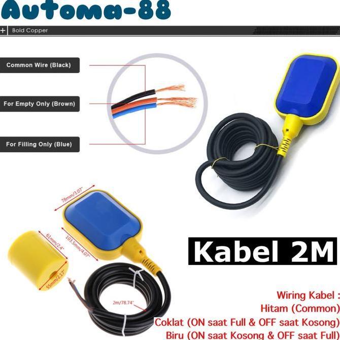 Otomatis Pompa Celup 2M Float Switch Radar Pelampung Tandon Tangki Air Restock