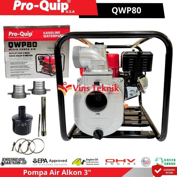 ProQuip QWP80 Mesin Pompa Air Bensin Pompa Air Irigasi Pompa Alkon Water Pump 3" QWP 80