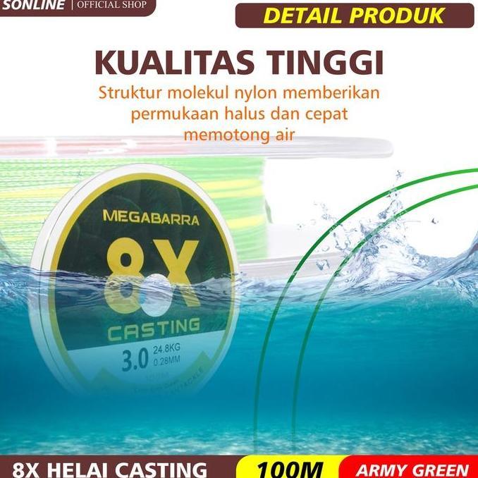 Sakanatsuri- Sonline  Tali Pancing Pe Megabarra 8X 100M 8 Helai Warna Colorfull Alat Ikan Joran