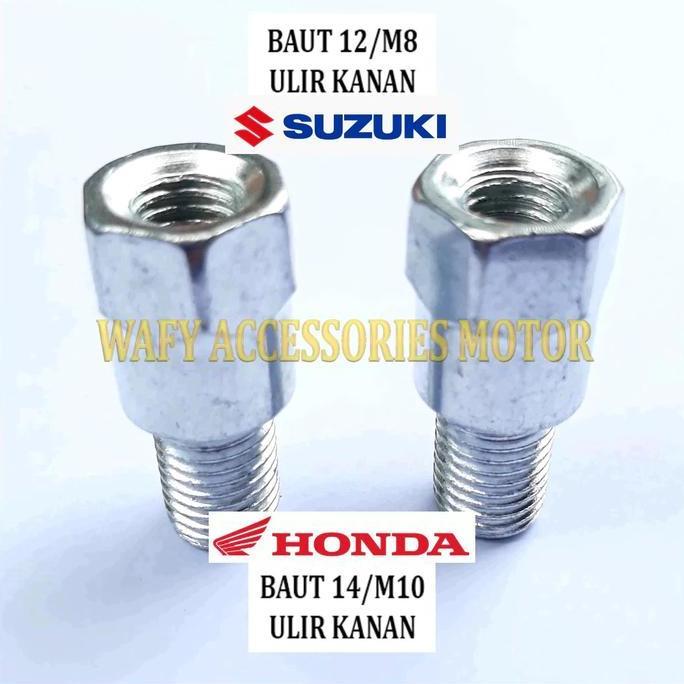 TERBARU PENINGGI SPION HONDA KE SUZUKI BAUT 14 KE BAUT 12 BESAR KE KECIL SAMBUNGAN SPION MOTOR M10 X