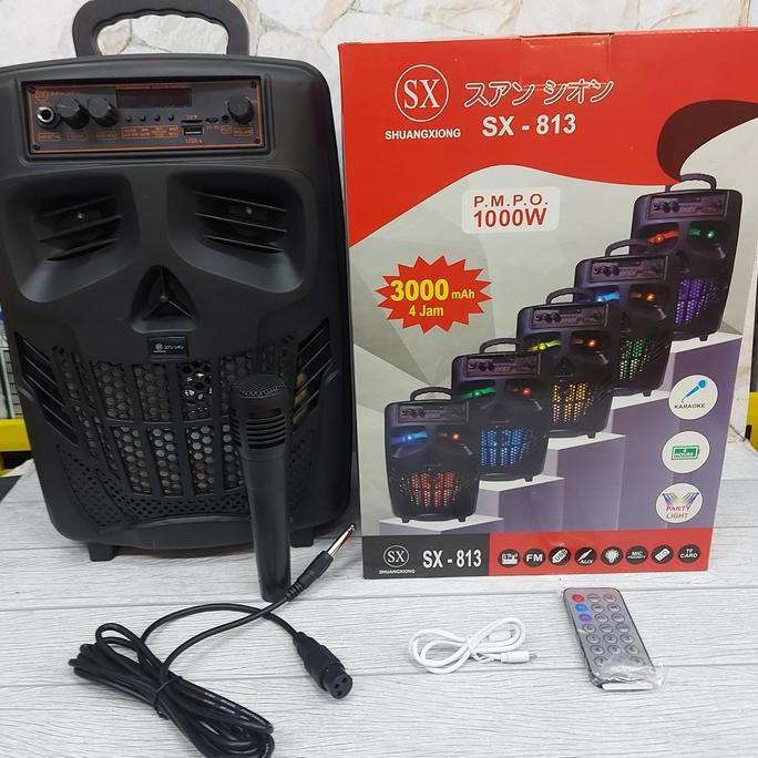 Terbaru Speaker Bluetooth 8" Karaoke Free Mic Mp3 Player USB Micro Sd SX 813 all-u99 Buru Order