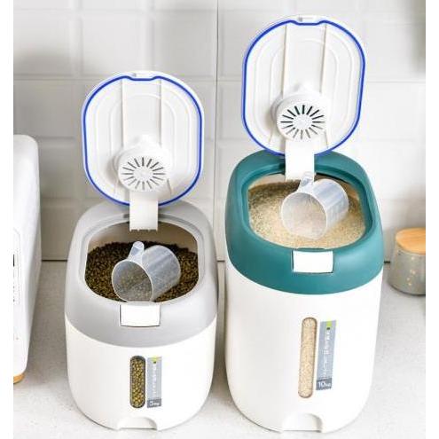 HARGA DISC - Dispenser Beras 5-10KG Free Gelas Takar empat Wadah Penyimpanan Beras Rice Bucket Rice 