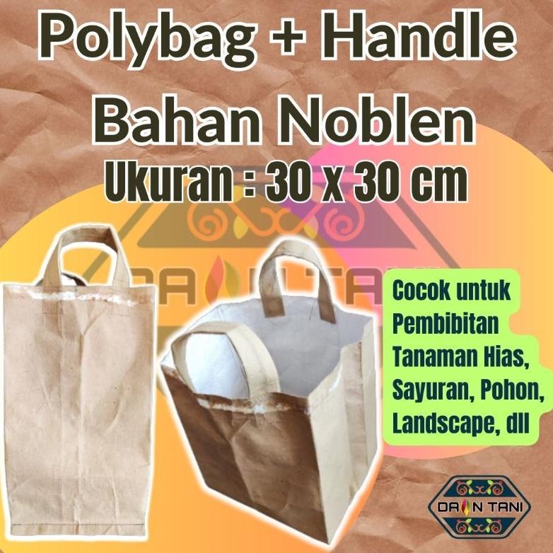 Bisa Cod Polibag / Polibek / Polybag Dengan Handle (Pegangan) Dari Bahan Karung Noblen 30 X 30 Cm ><