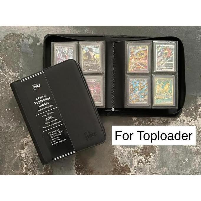 HICE Toploader Binder 2x2 4 Pocket 14 Pages for Pokemon Magic TCG