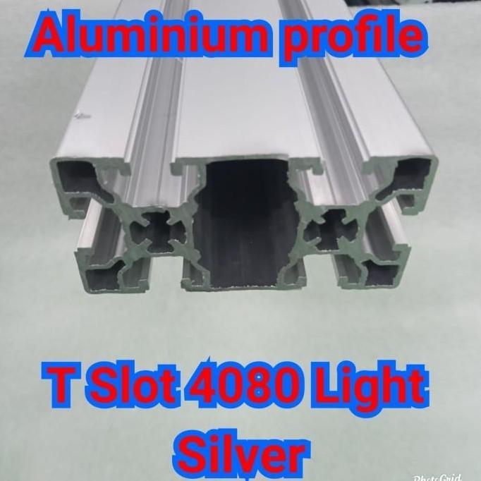 Aluminium profile T slot 4080 Light Silver panjang 400 cm