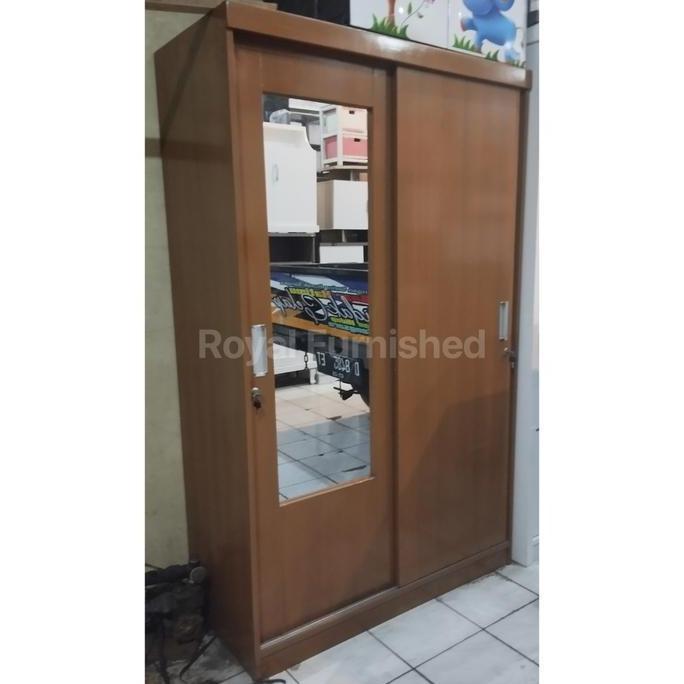 Lemari Pakaian Kayu Pintu Geser 2 Pintu Minimalis