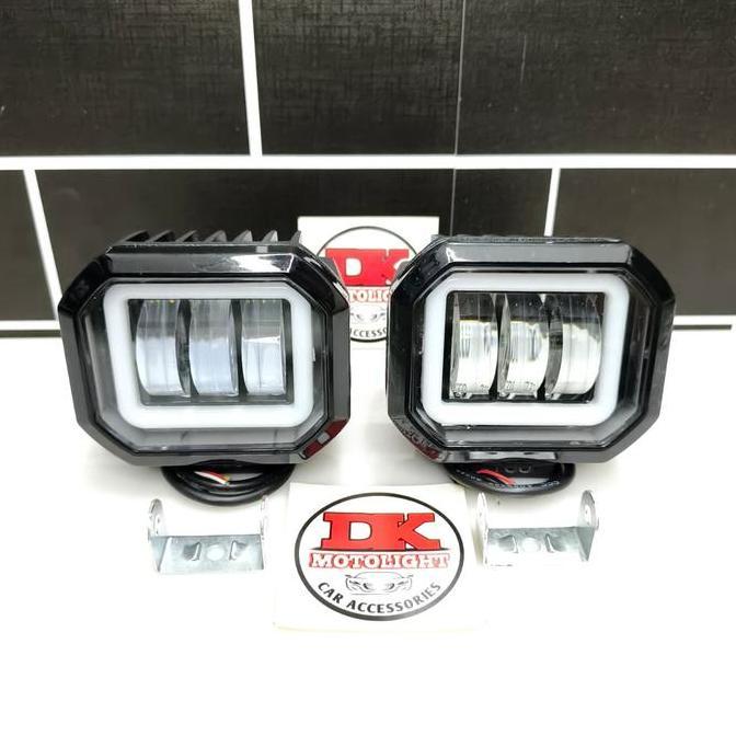 PROMO DAYMAKER 3 LENSA KOTAK MOTOR MOBIL FOGLAMP BEMPER CUSTOM LAMPU SOROT SUPER TERANG FOKUS HARGA 