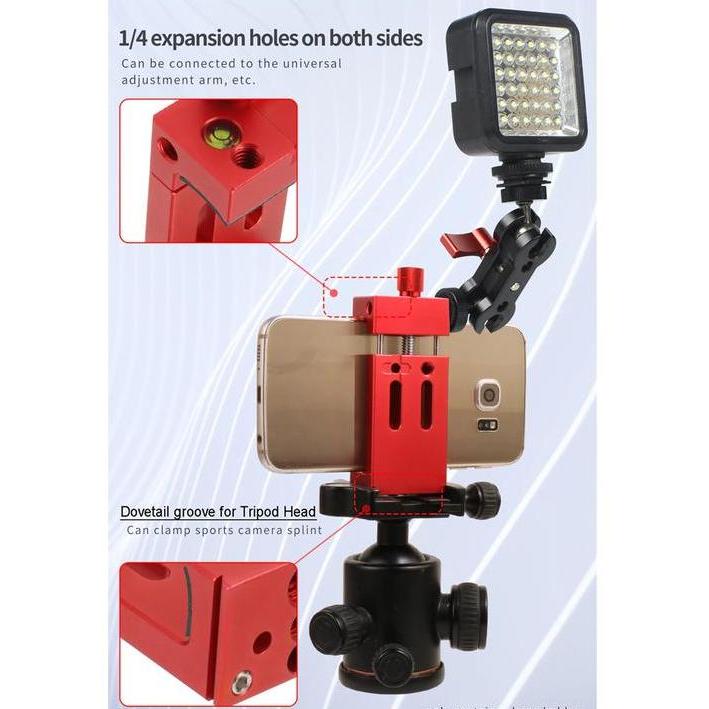 COSTA PH-10 CNC Metal Phone Holder Tripod With HotShoe/ Waterpass