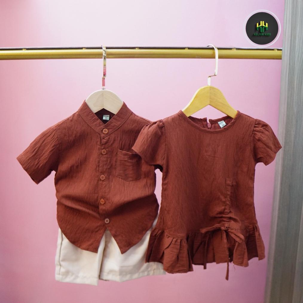 Terbaru Baju Anak Couple Kemeja & Dress Kelvin Kids|Dress Kemeja Anak Polos|Motif