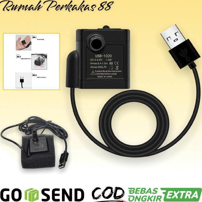 PROMO POMPA AIR MINI CELUP USB BRUSHLESS SUBMERSIBLE FOUNTAIN AKUARIUM DC 5V HARGA MURAH