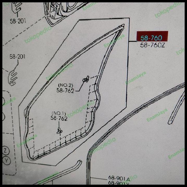 TERLARIS MAZDA GENUINE PARTS KARET PINTU BELAKANG MAZDA 323 FAMILIA LANTIS