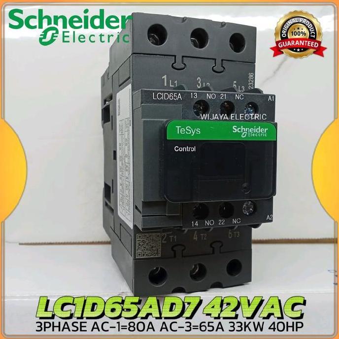 Sale Kontaktor Contactor Schneider Lc1D65Ad7 42Vac 65A 3P Lc1D65A D7 42V