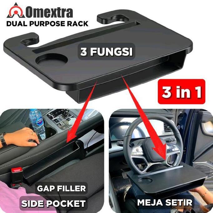 BERKUALITAS - 3 in 1 Omextra Meja Setir Mobil Side Pocket Jok Gap Filler Pengisi Celah Jok Mobil Car