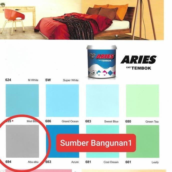 Cat tembok ARIES 5kg cat dinding dalam murah 694 Abu - abu triplek