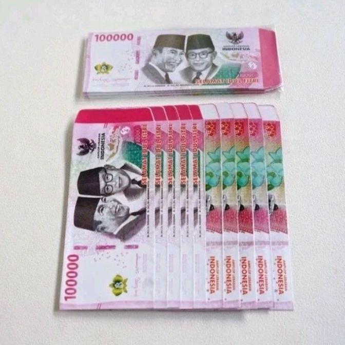 Termurah / Hot Sale 50 Pcs Amplop Lebaran Jumbo Motif Uang Berbagai Denominasi 5000 10000 20000 5000