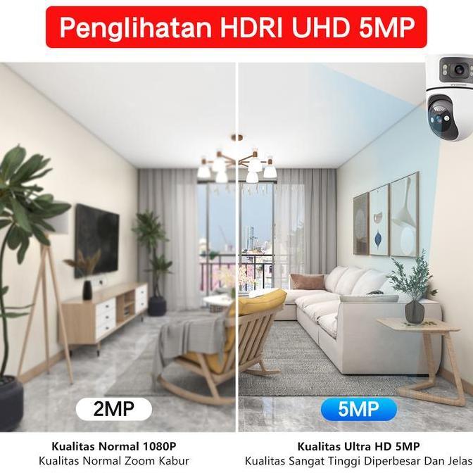 Sale Xihancam 5Mp Dual Lens Cctv Indoor Wifi Camera 360 Cctv Rumah Kamera Cctv Wifi Jarak Jauh Lewat