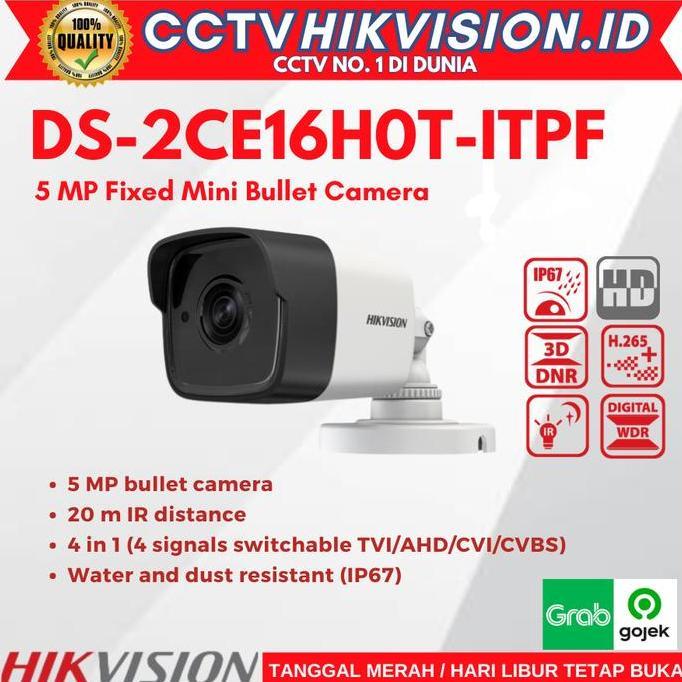Promo Kamera Hikvision Ds-2Ce16H0T-Itpf 5Mp Camera Cctv Outdoor Ip67