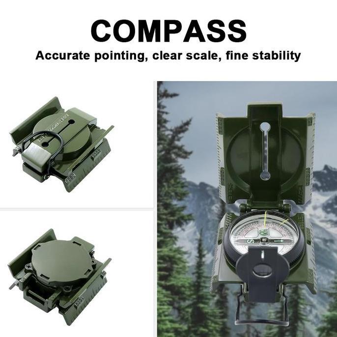 Kompas Compas Militer Portabel Lipat Metal Lensatic Prisma Compass L 45-8A