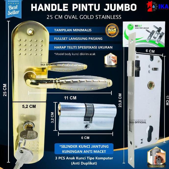 REVOSHOP Kunci pintu top grande silinder handle pintu komplit / KUNCI PINTU TOP GRANDE ROYAL 25 CM L