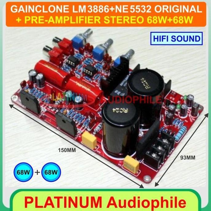 LM3886 Amplifier Gainclone 2x68W Original LM3886TF + NE5532
