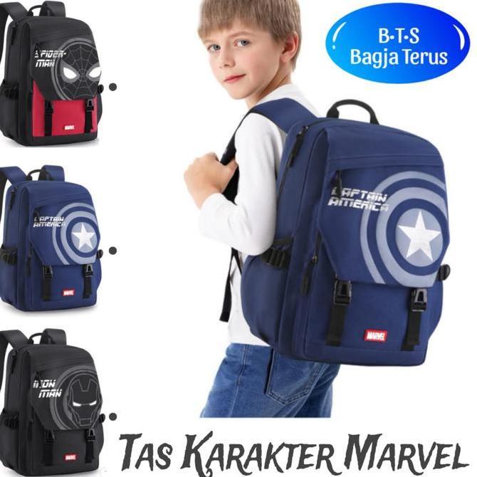 BELANJA SEKARANG Marvel Tas Ransel Anak Cowok Model Superhero Terbaru Bahan Kanvas Gaya Korea Ukuran