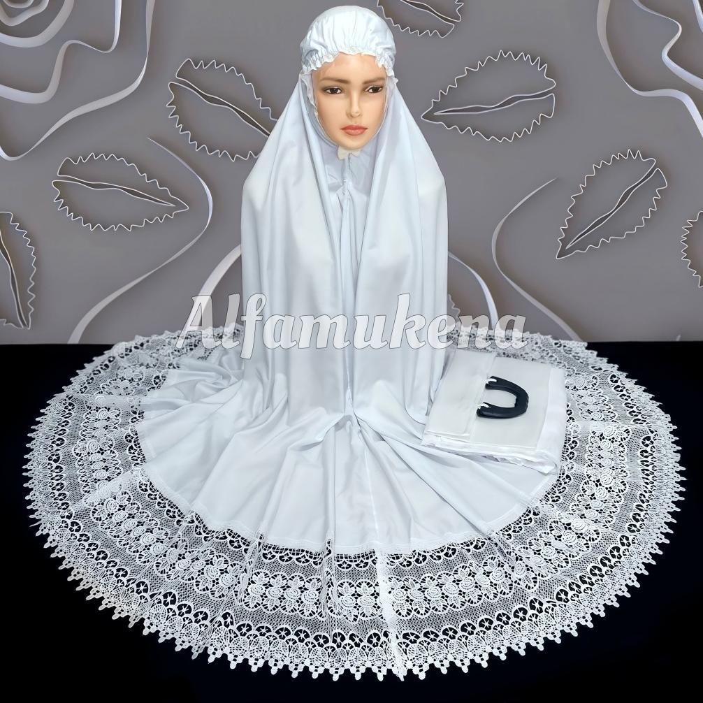 Awet Mukena Dewasa Katun Premium Renda Putih Elegan