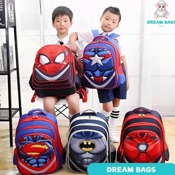 Tas Sekolah Karakter Superhero DB 1009 Size SD Tas Anak Import - Tas Sekolah Anak Laki Laki - Tas Se